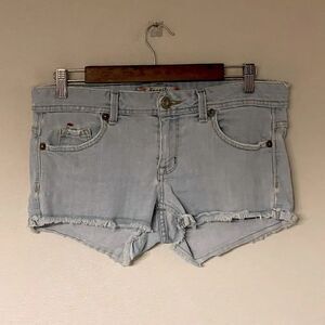 Women’s Distressed, Light-Wash, Fragile Jean Shorts. Size 9.
